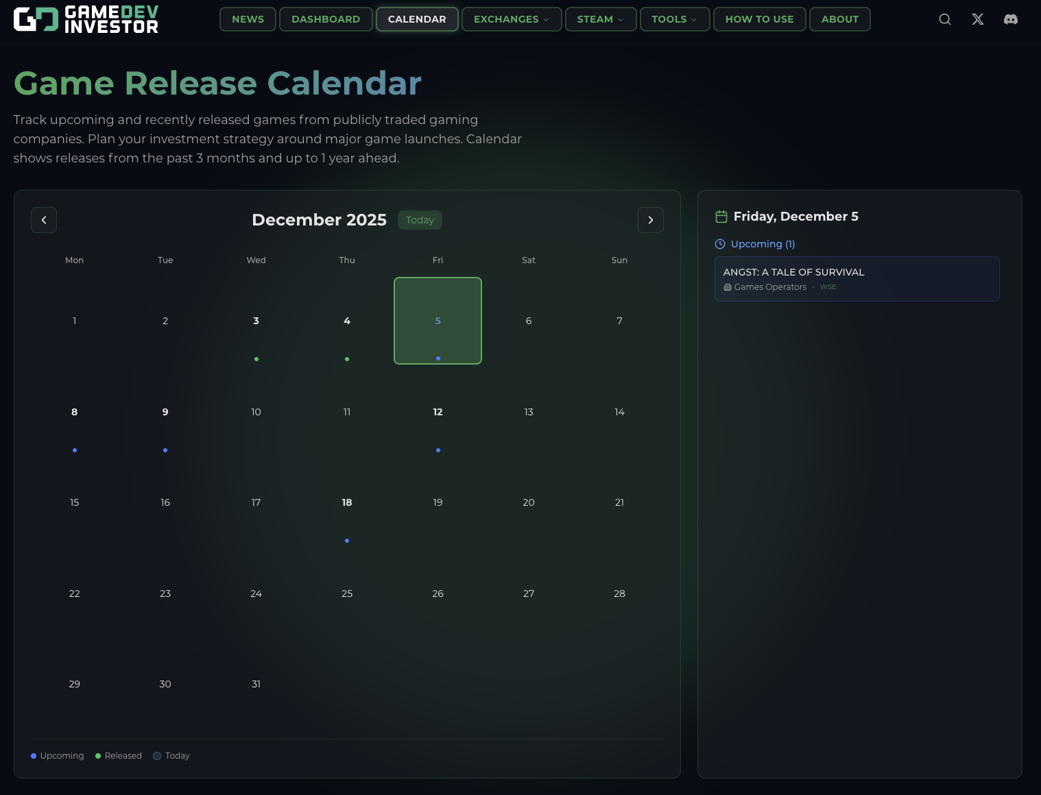 Calendar upcoming